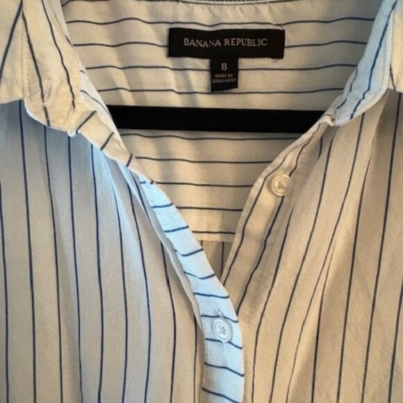 Banana Republic Blue and White Striped Shirt Dress Size Large - Picture 3 of 3